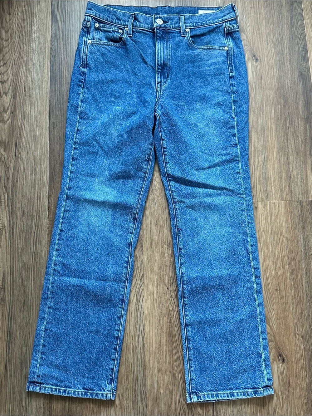AYR The LaLa High Rise Straight Leg Jeans Medium Wash Blue Size 30S Made in LA